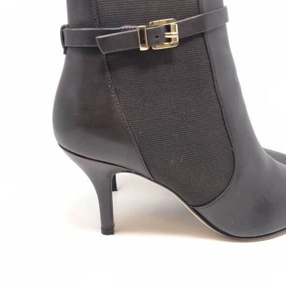 Michael Kors Chocolate Brown Soft Leather Woods Ankle Pointed Toe Booties Size 7 - Picture 2 of 14